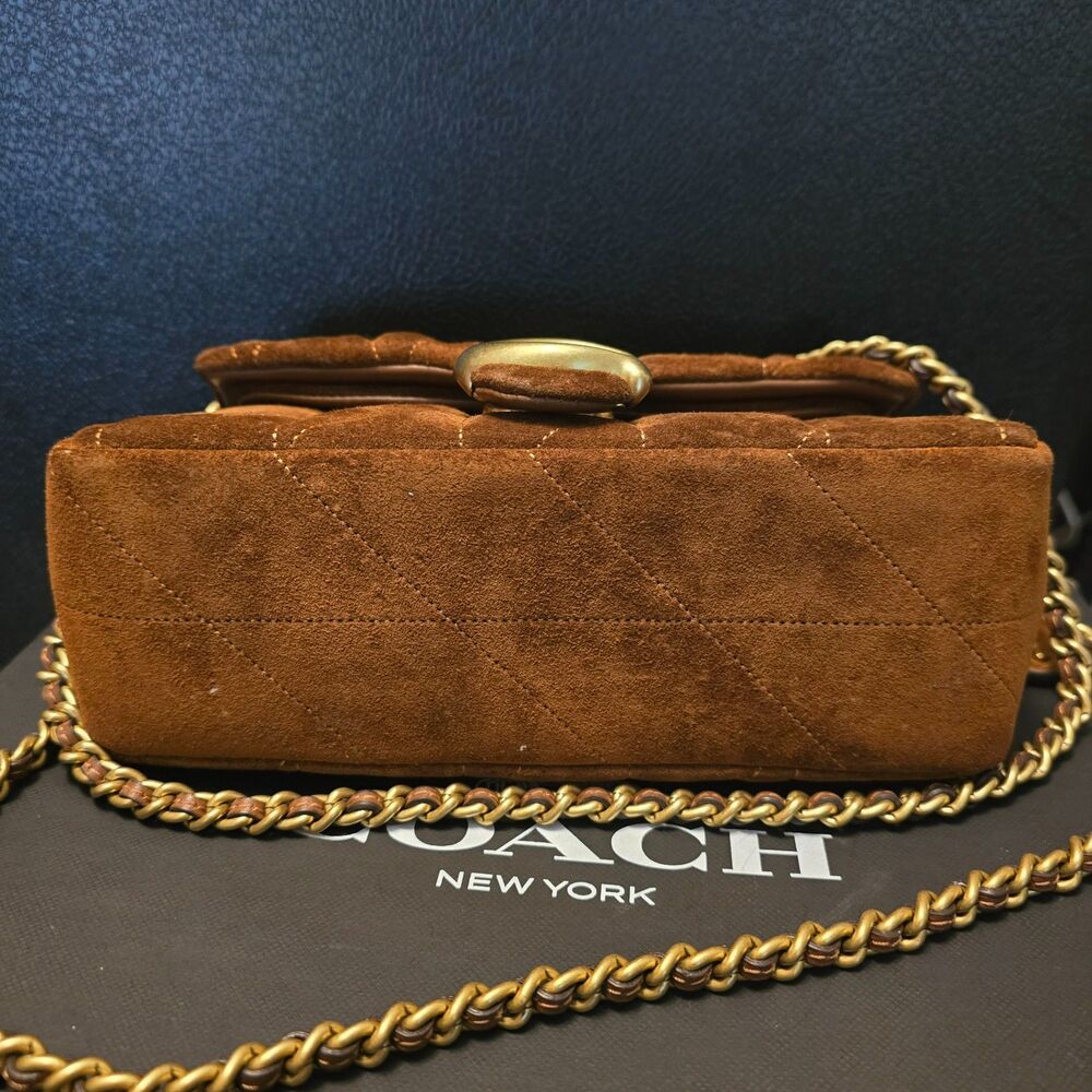 Coach Tabby 20 Brown Quilted Suede Shoulder Bag - Picture 5 of 14